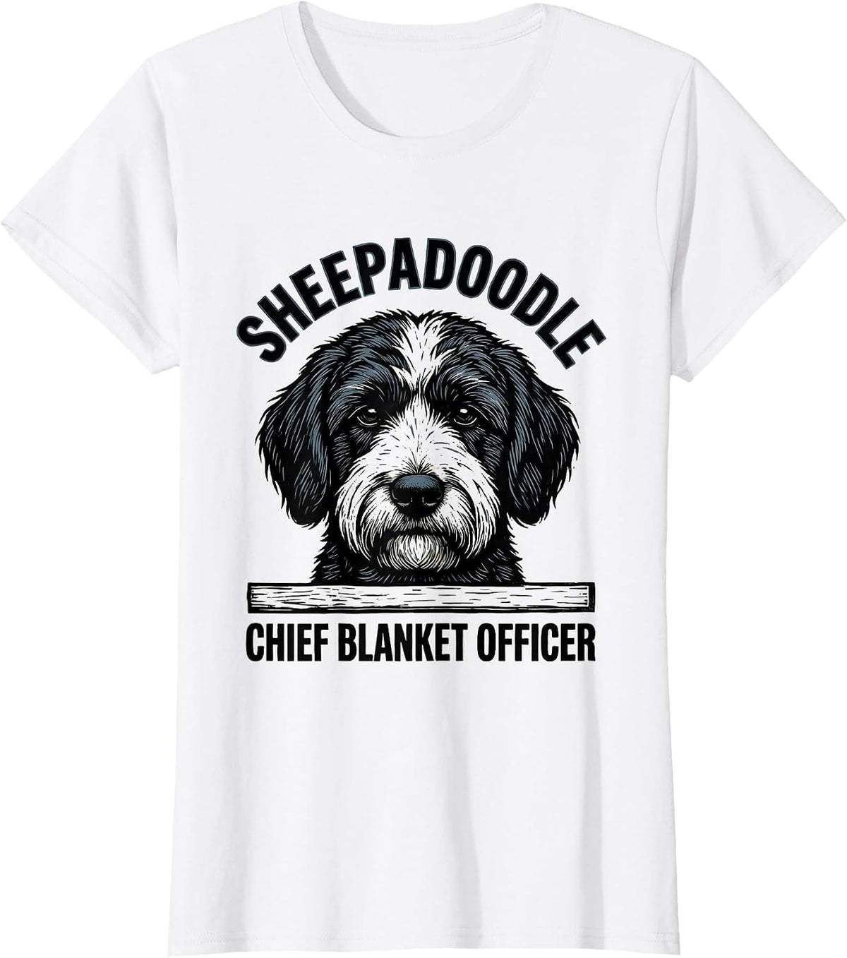 Sheepadoodle Chief Blanket Officer Funny Doodle Dog Owner T-Shirt, Women, White, X-Large - As Pictured