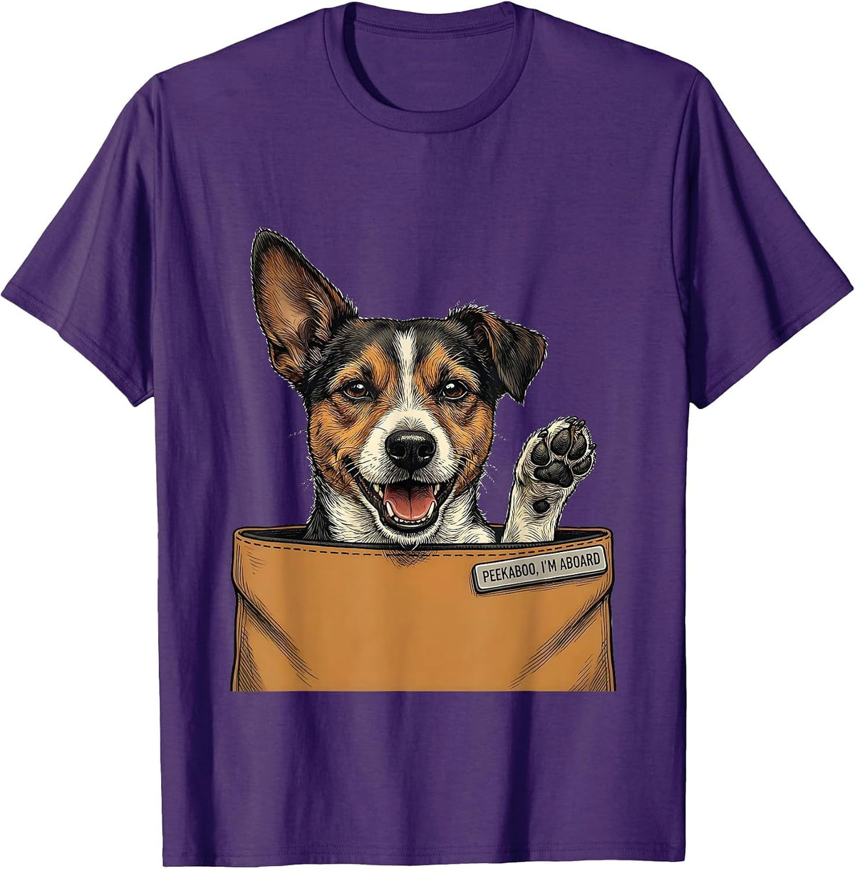 Men's Peekaboo I'm Aboard Funny Jack Russell Terrier Pet Lover T-Shirt - Purple