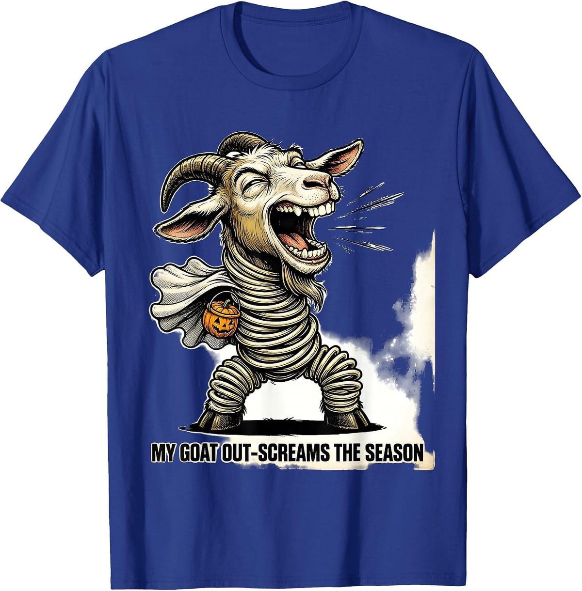 My Goat Out-Screams The Season Funny Goat Lover Halloween T-Shirt - Royal Blue