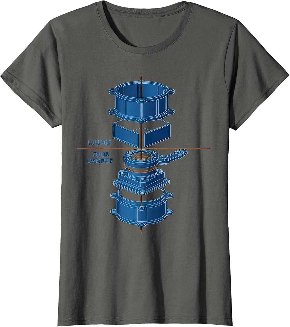 Women's I Judge Your Damper Funny HVAC Technician Skilled Trades T-Shirt - Asphalt Grey