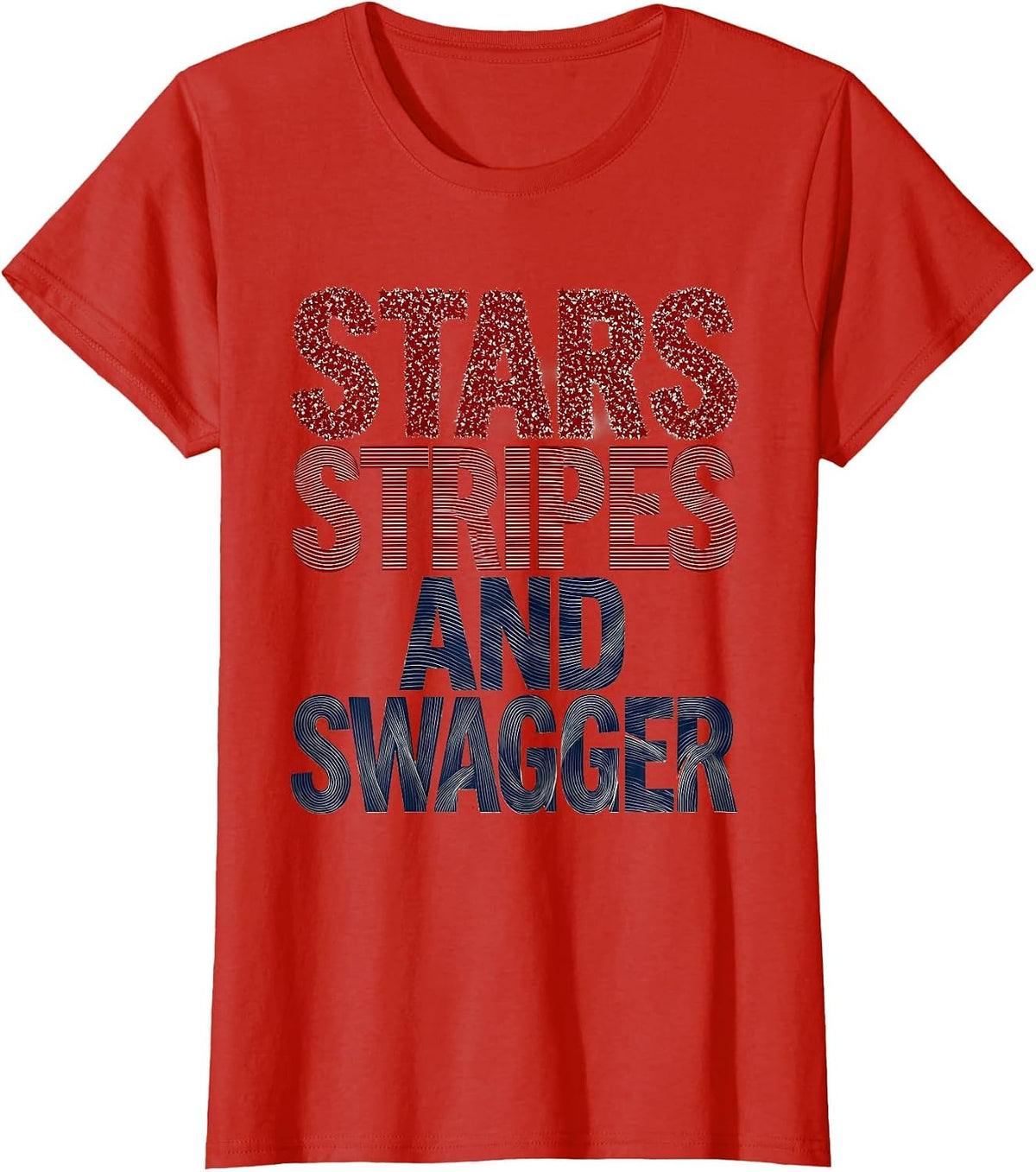 Women's Stars Stripes and Swagger USA Patriotic Design T-Shirt - Red