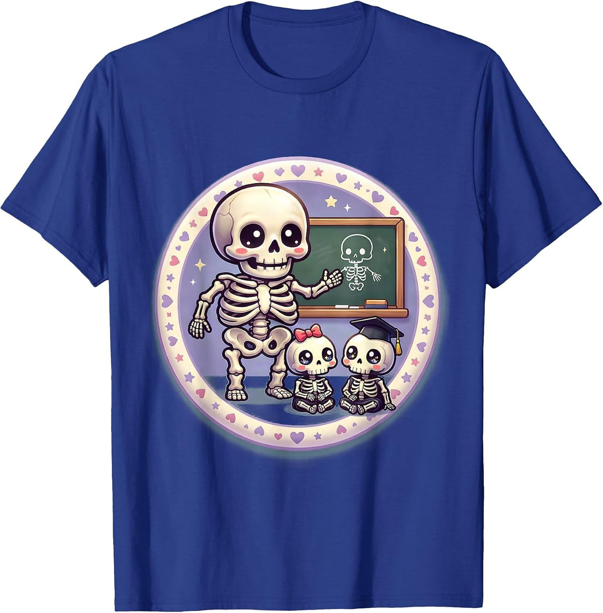 Men's Skeleton Anatomy Teacher Funny Halloween Science T-Shirt - Royal Blue