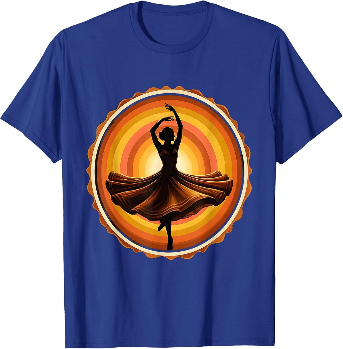 Men's Graceful Dancer Mid-Spin Spotlight Illustration T-Shirt - Royal Blue