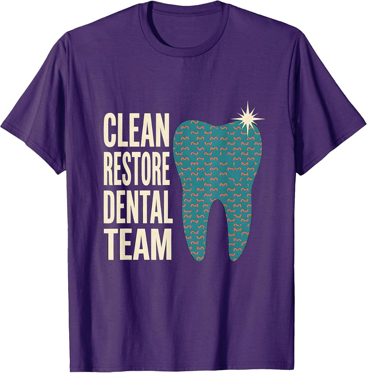 Men's Clean Restore Dental Team Midcentury Modern Dental Squad T-Shirt - Purple