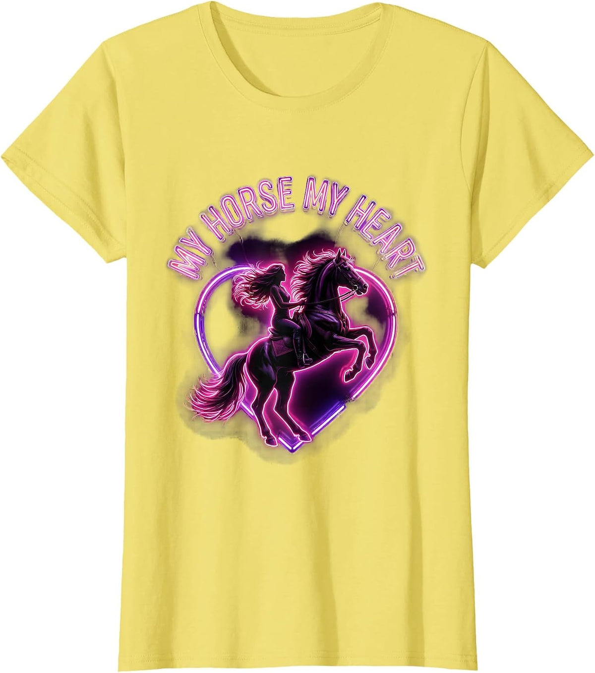 My Horse My Heart Horse Lover Design T-Shirt - Lemon Yellow