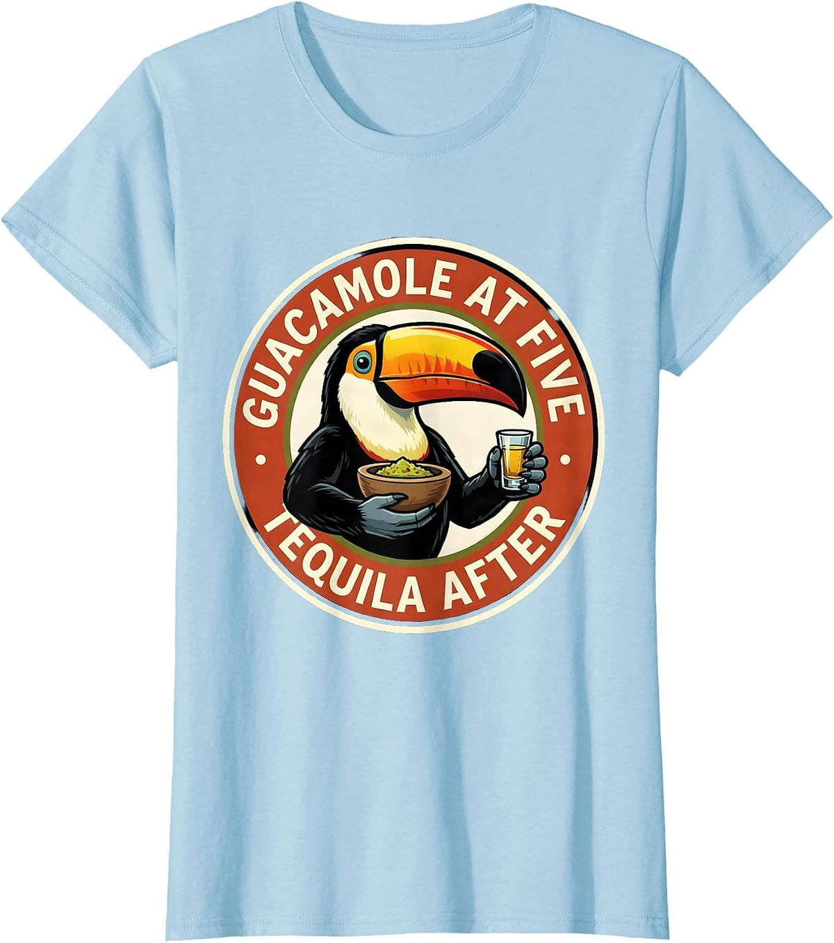 Guacamole At Five Tequila After Retro Cinco De Mayo Party T-Shirt - Baby Blue