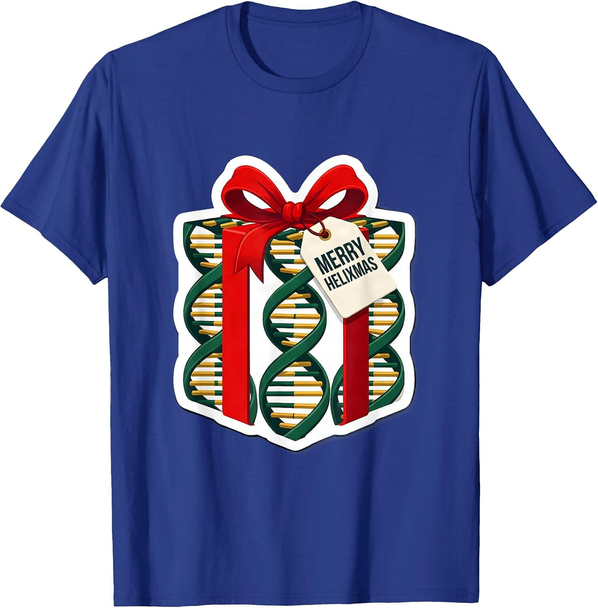 Merry Helixmas Funny DNA Helix Science Teacher Christmas T-Shirt - Royal Blue