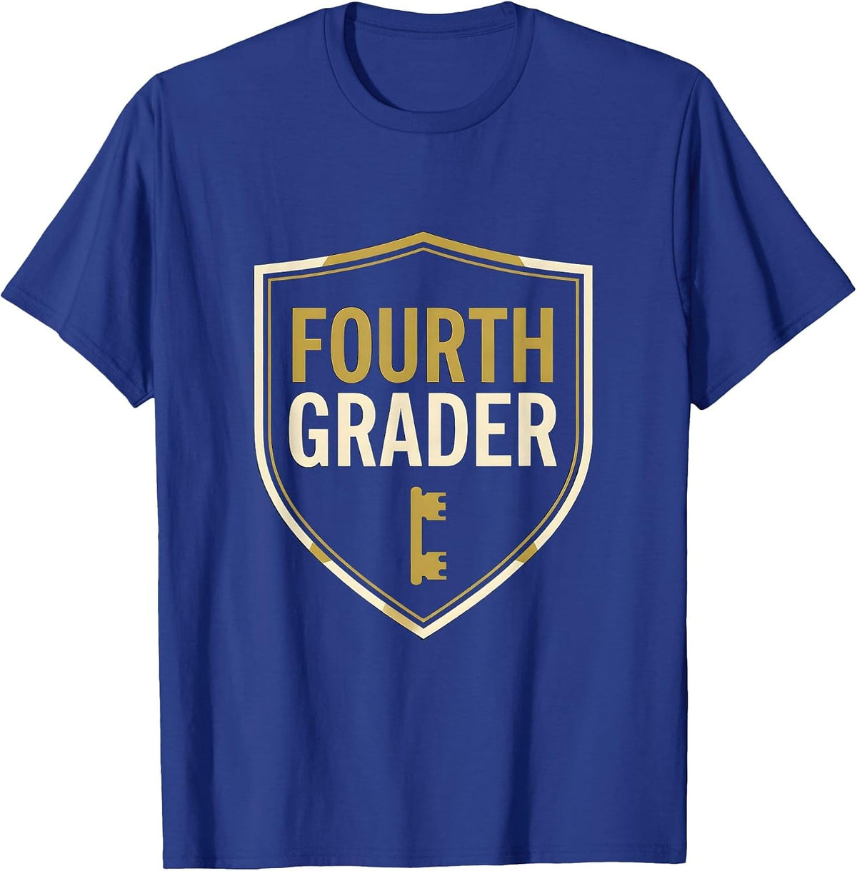 Men's Fourth Grader Emblem Back to School Grade Level Pennant Flag T-Shirt - Royal Blue