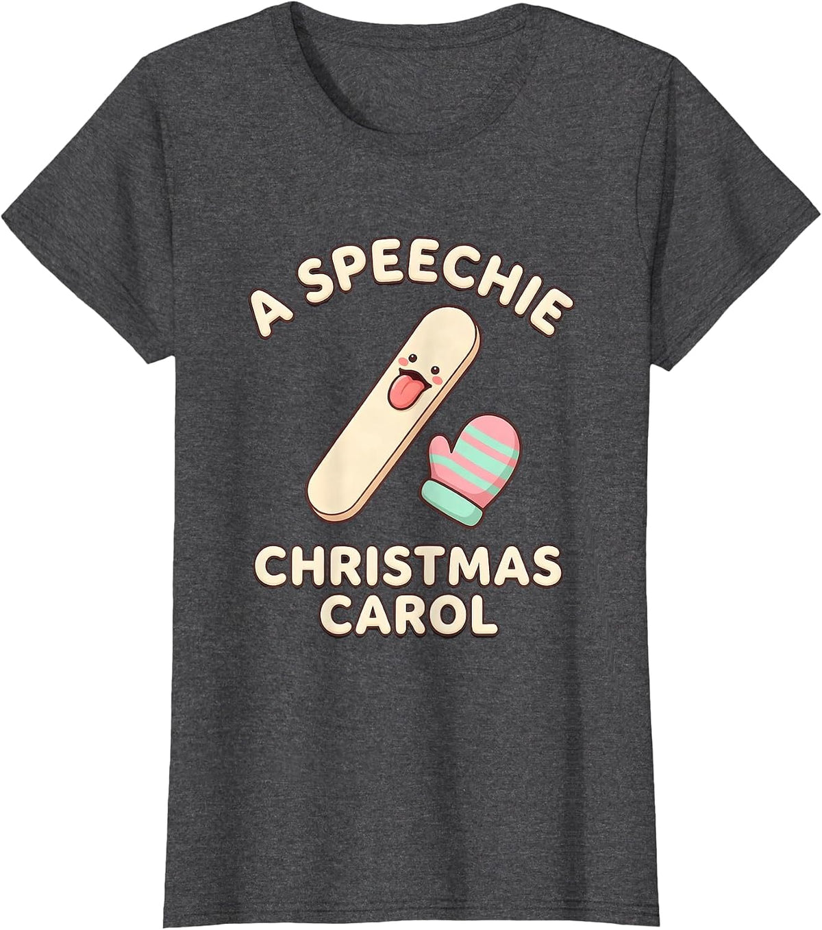 Women's A Speechie Christmas Carol Cute Kawaii Speech Therapist SLP T-Shirt - Dark Heather Grey