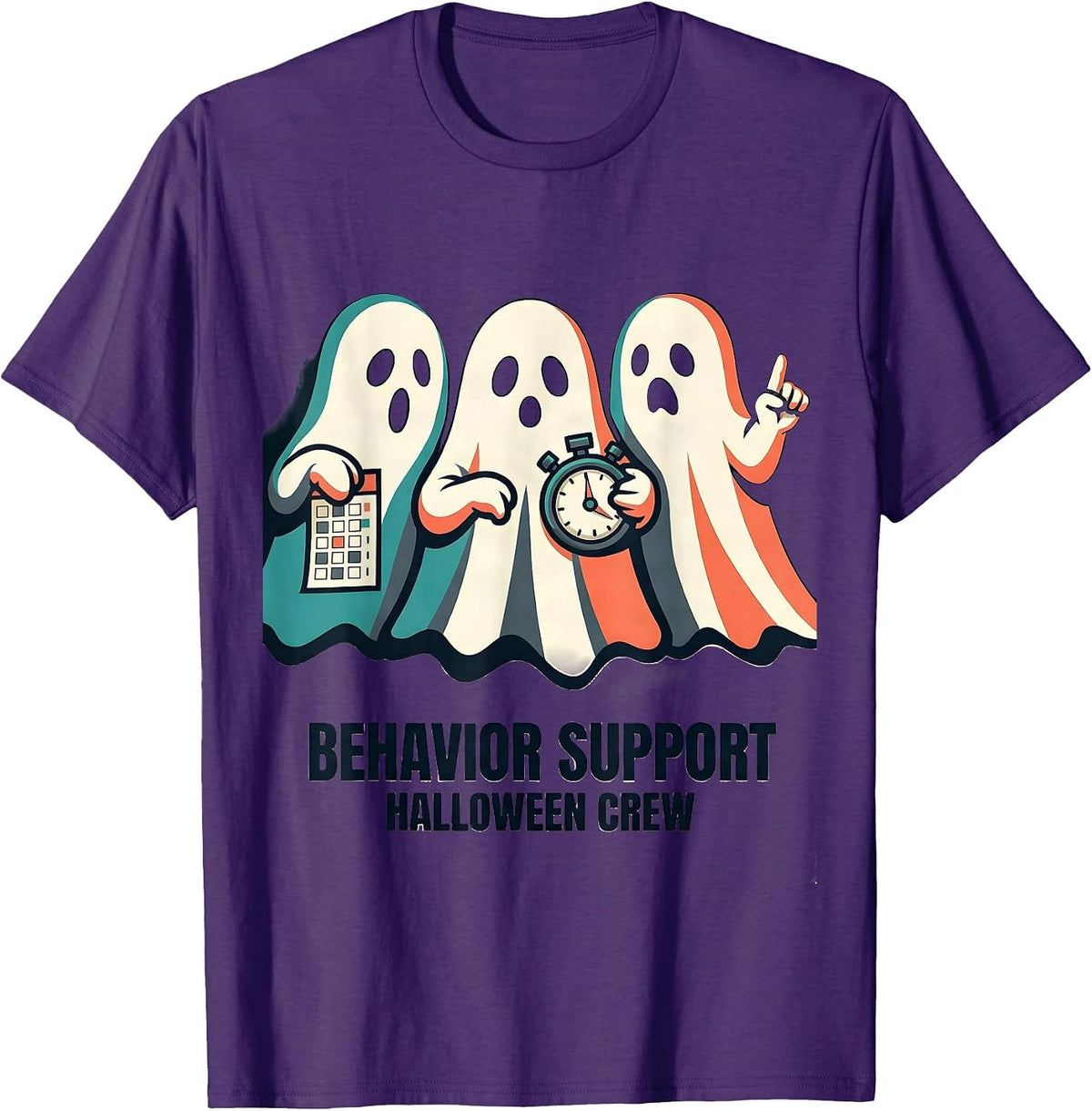 Behavior Support Halloween Crew Funny Medical Worker Boo T-Shirt - Purple