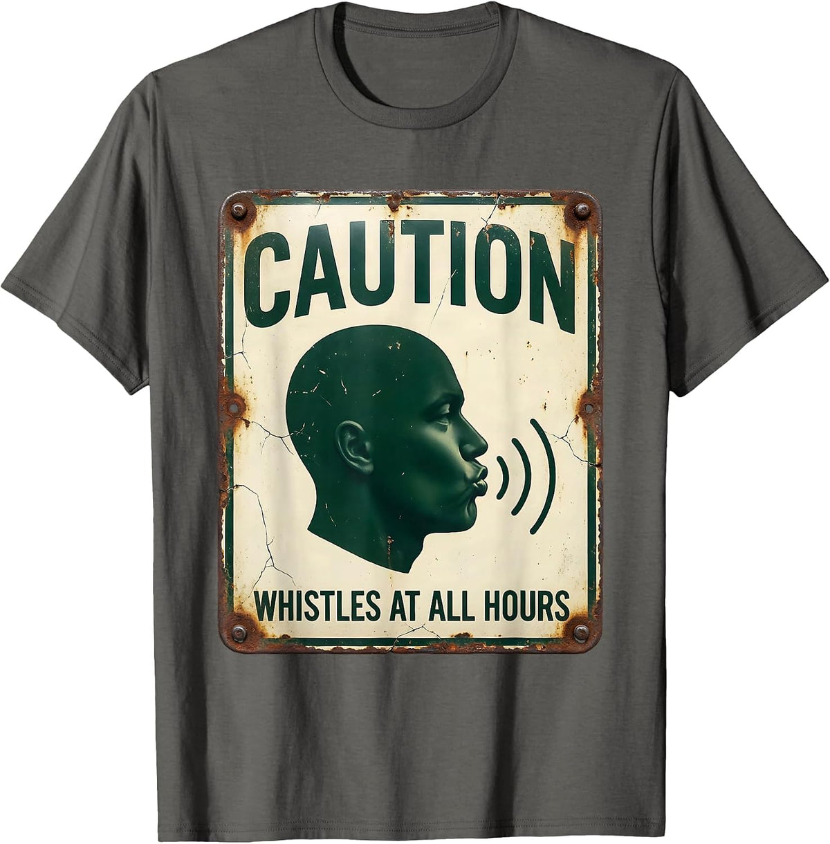 Men's Caution: Whistles At All Hours Vintage Funny Music Lover T-Shirt - Asphalt Grey