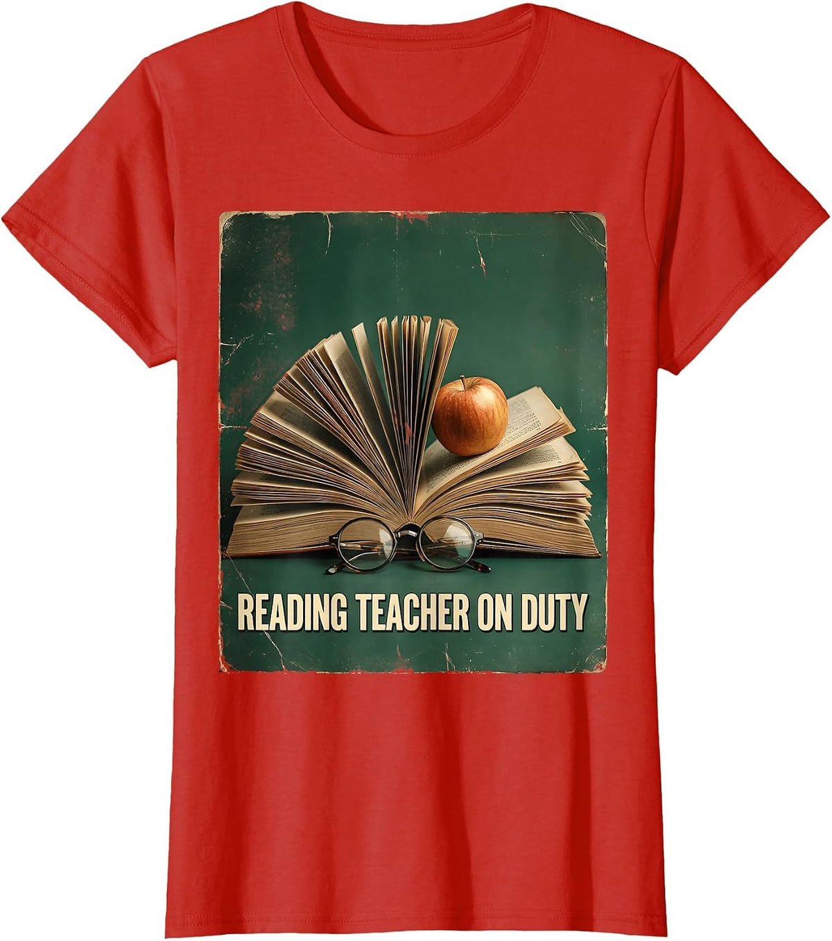 Reading Teacher On Duty Educator Design T-Shirt - Red