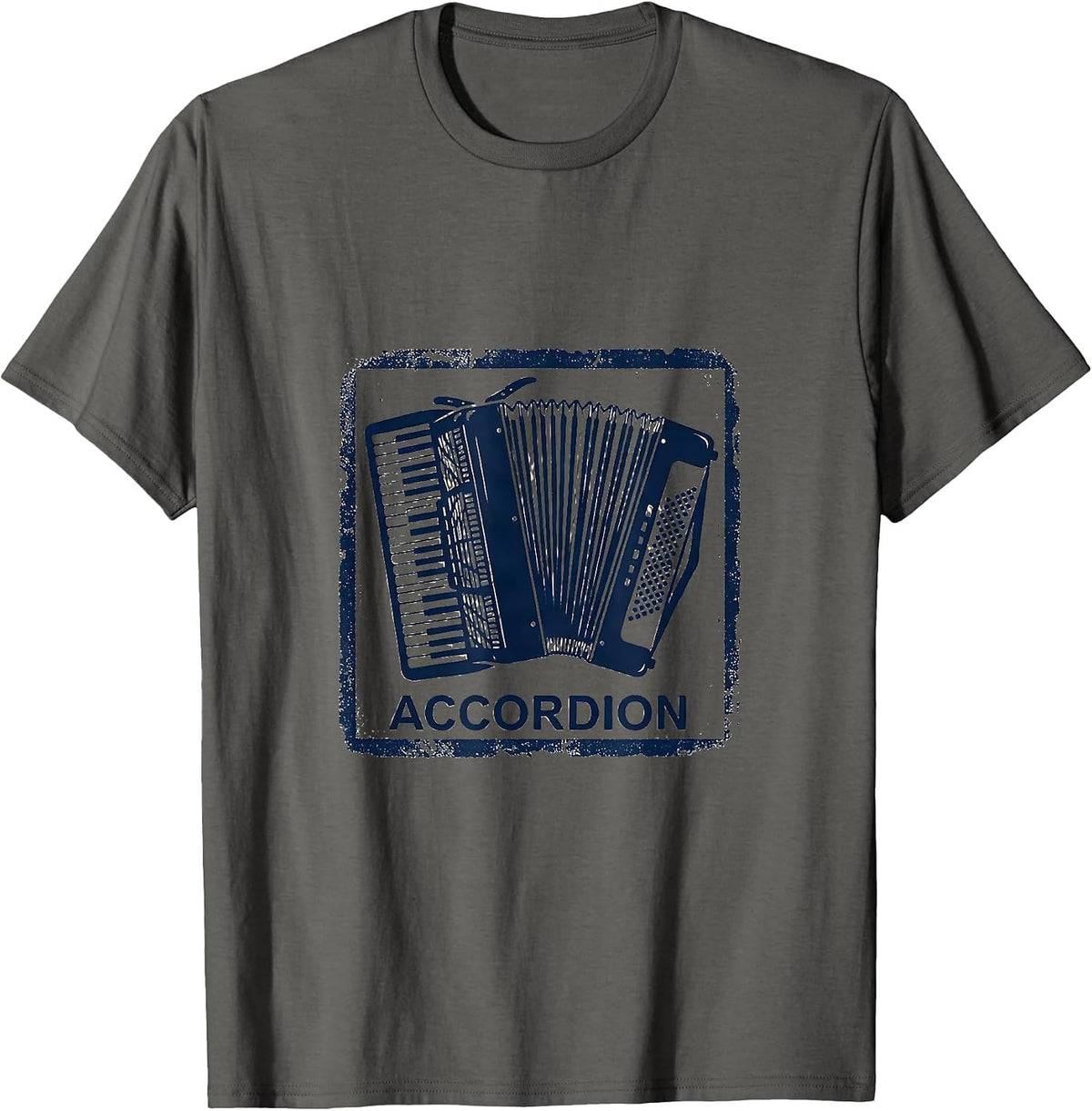 Accordion Rubber Stamp Pulse Hobbyist Occupation Icon T-Shirt - Asphalt Grey