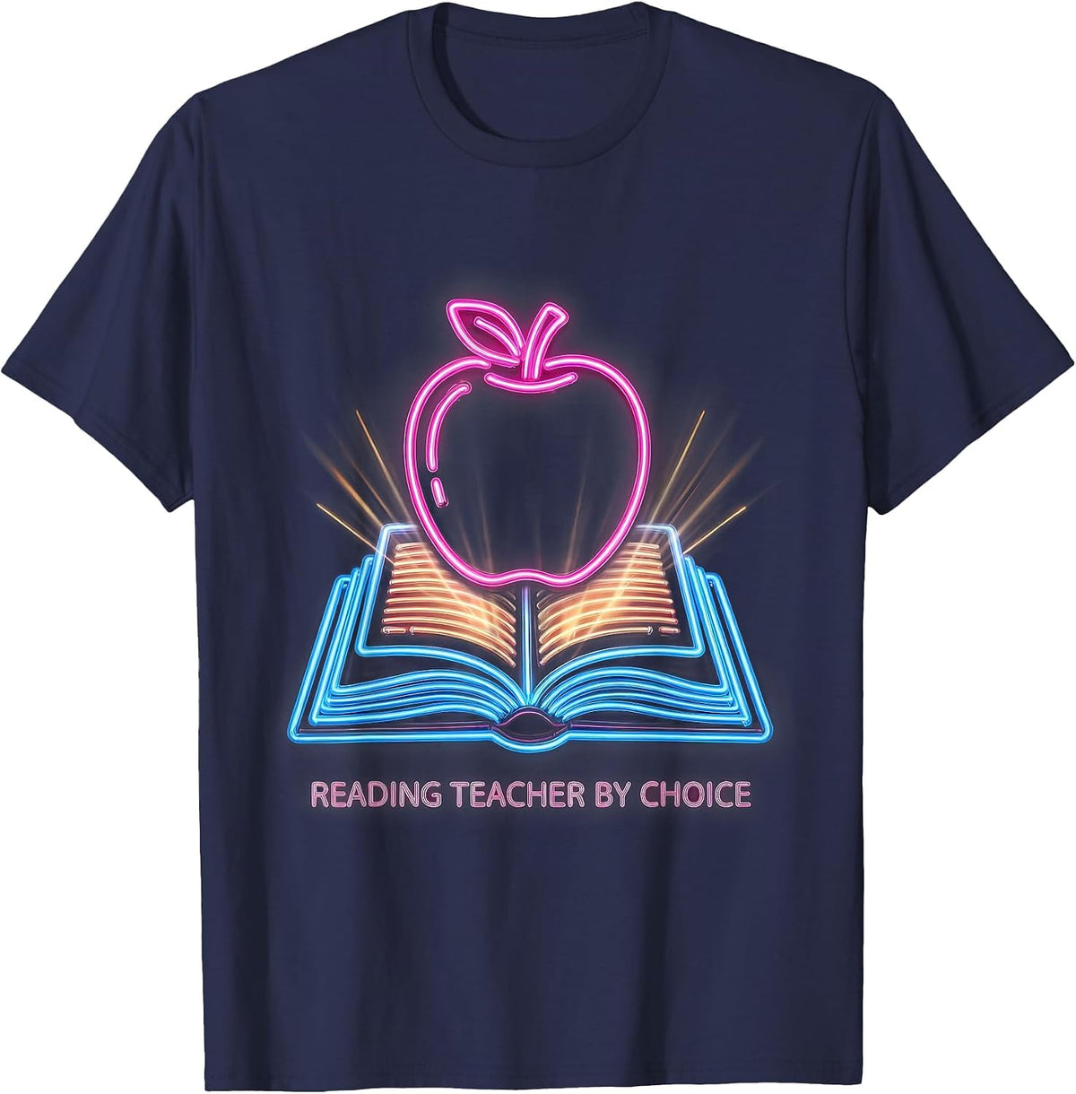 Reading Teacher By Choice Educator Design T-Shirt - Navy Blue