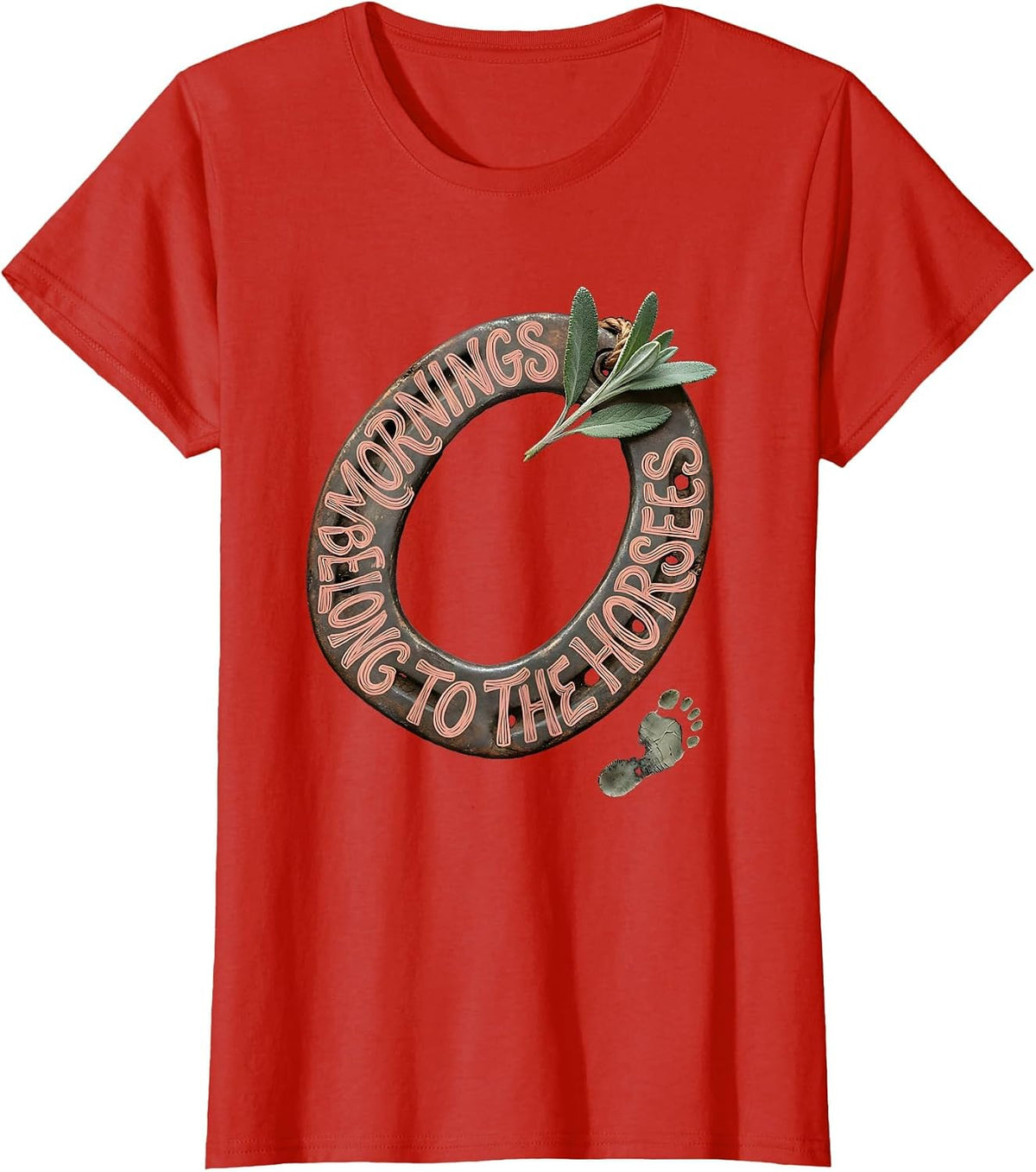 Women's Mornings Belong To The Horses Boho Horse Lover Gift T-Shirt - Red