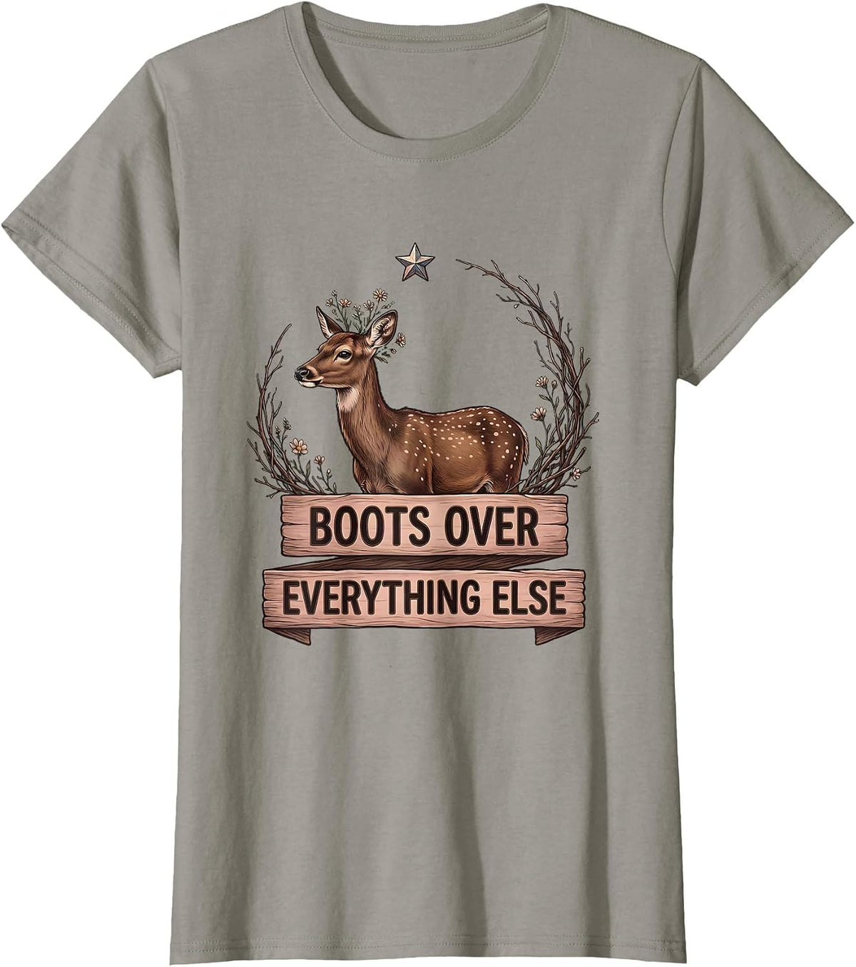 Women's Boots Over Everything Western Girls Design T-Shirt - Slate Grey