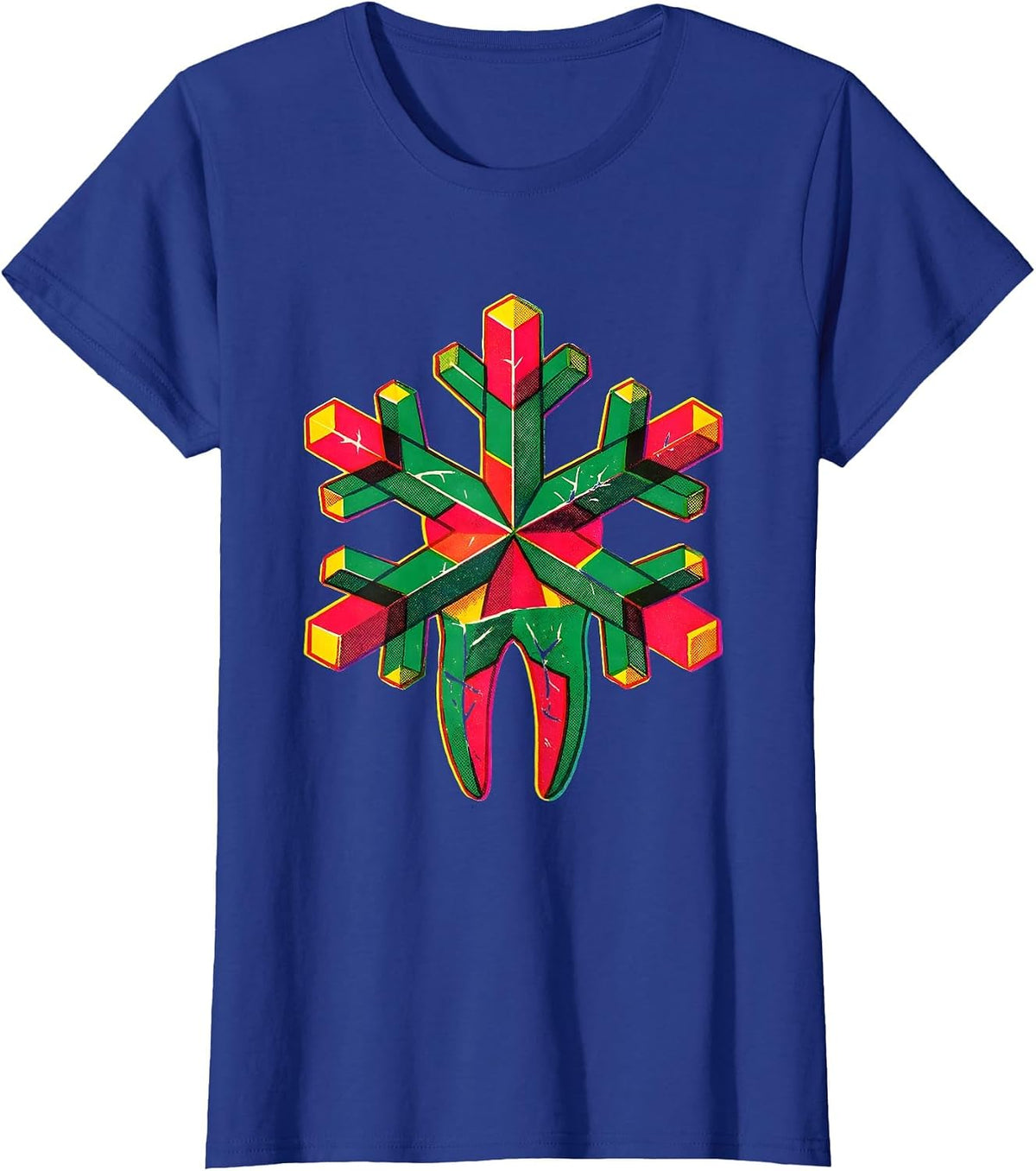 Women's Six-Armed Snowflake Dentist Christmas Dental Office Humor T-Shirt - Royal Blue