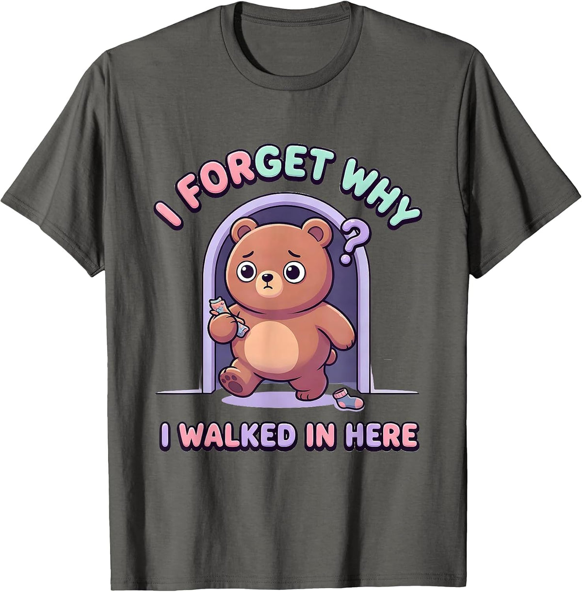 I Forget Why I Walked In Here Cute Kawaii Neurodiversity T-Shirt - Asphalt Grey