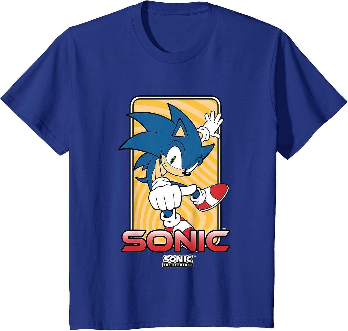 Sonic The Hedgehog Thumbs Up Wavy Portrait T-Shirt - Royal Blue