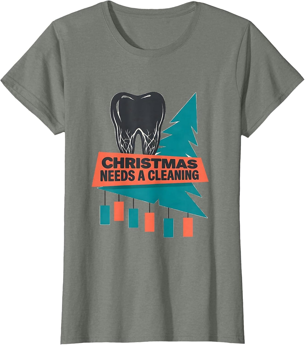 Christmas Needs a Cleaning Midcentury Modern Dental Office T-Shirt - Olive Heather