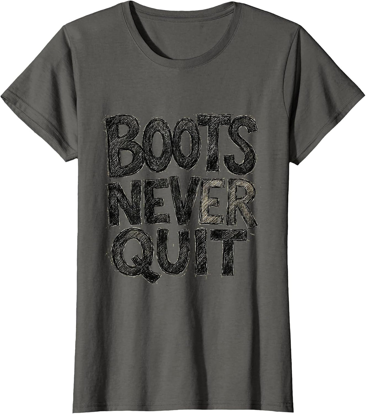 Women's Boots Never Quit Cowboy Western Design T-Shirt - Asphalt Grey