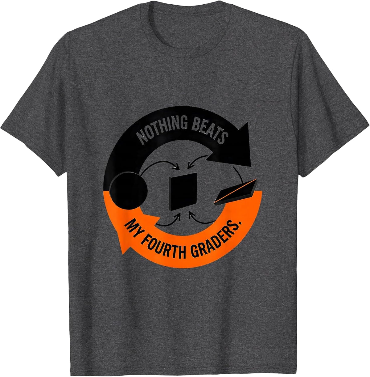 Nothing Beats My Fourth Graders Funny Back to School Rock T-Shirt - Dark Heather Grey