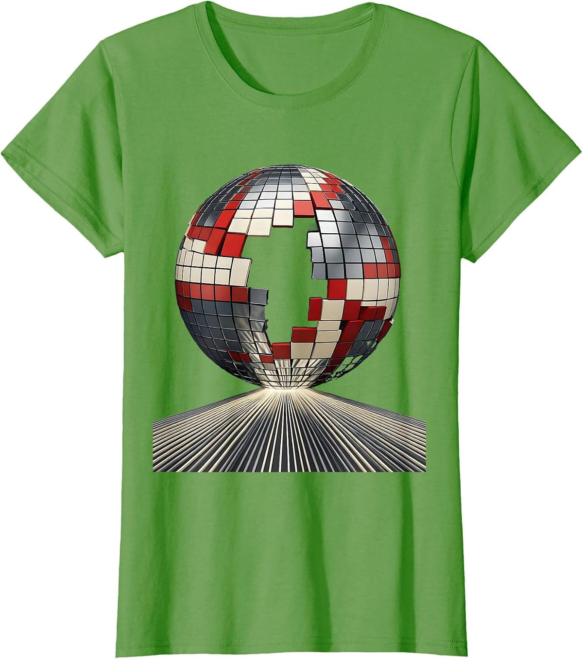 Women's Spinning Disco Ball Retro 70s Party Costume T-Shirt - Grass Green