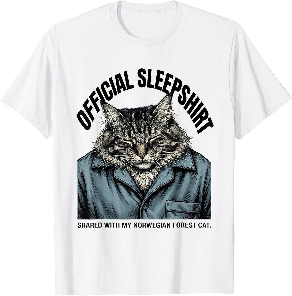 Men's Official Sleepshirt, Shared With My Norwegian Forest Cat T-Shirt - White