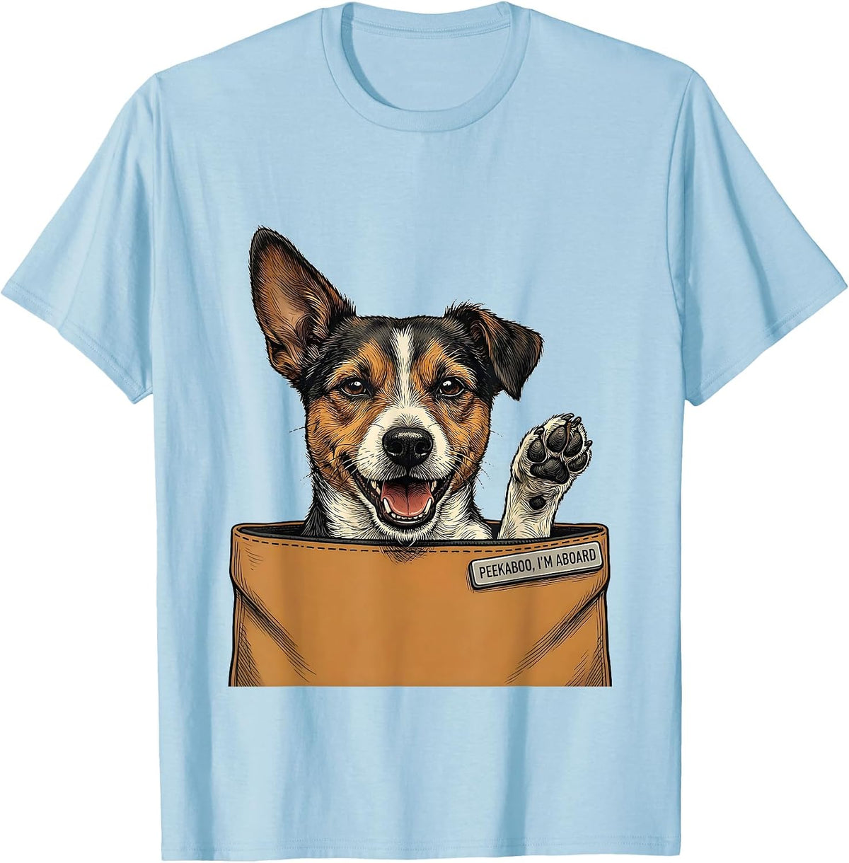 Men's Peekaboo I'm Aboard Funny Jack Russell Terrier Pet Lover T-Shirt - Baby Blue