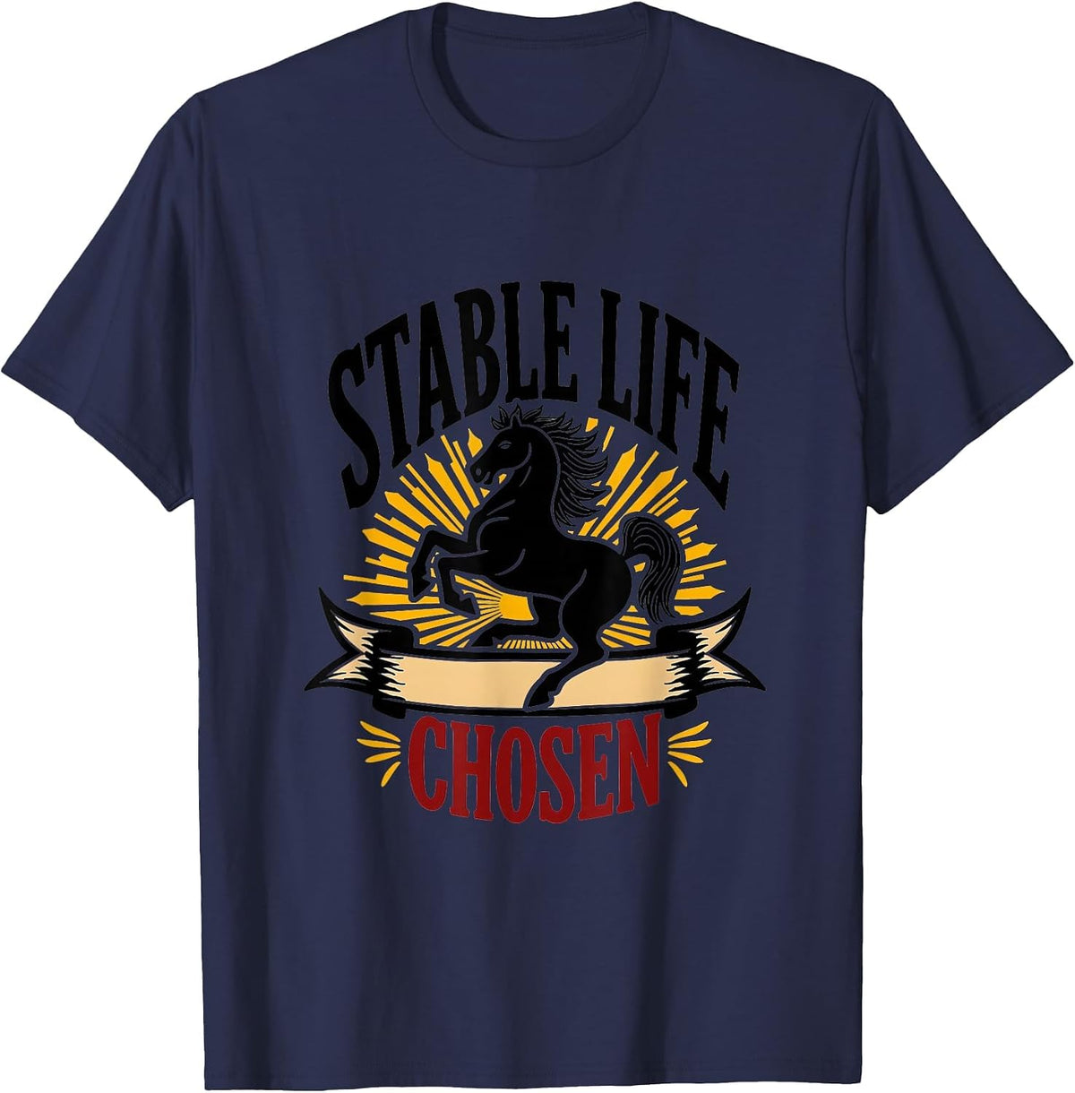Stable Life Chosen Horse Lover Design T-Shirt - Navy Blue