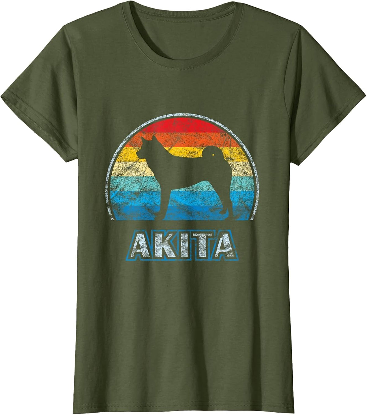 Akita Vintage Design Dog T-Shirt - Olive Green