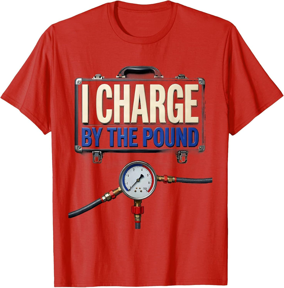 Men's I Charge By The Pound Funny HVAC Technician Charging Pride T-Shirt - Red
