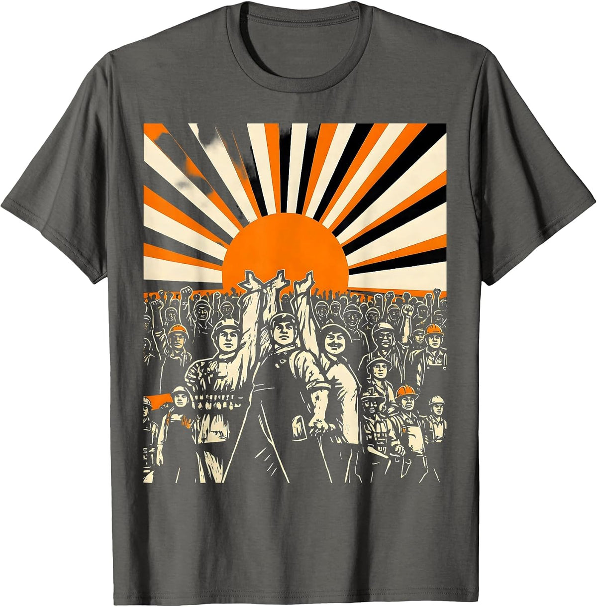 Men's Equal Rights Labor Day Silhouette Worker March T-Shirt - Asphalt Grey