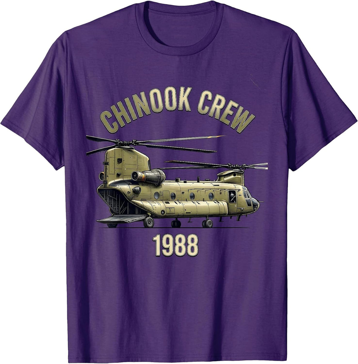 Men's Chinook Crew 1988 Symmetrical Insignia Vietnam Veteran T-Shirt - Purple