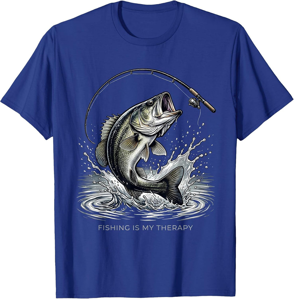 Fishing Is My Therapy Outdoor Angler Design T-Shirt - Royal Blue