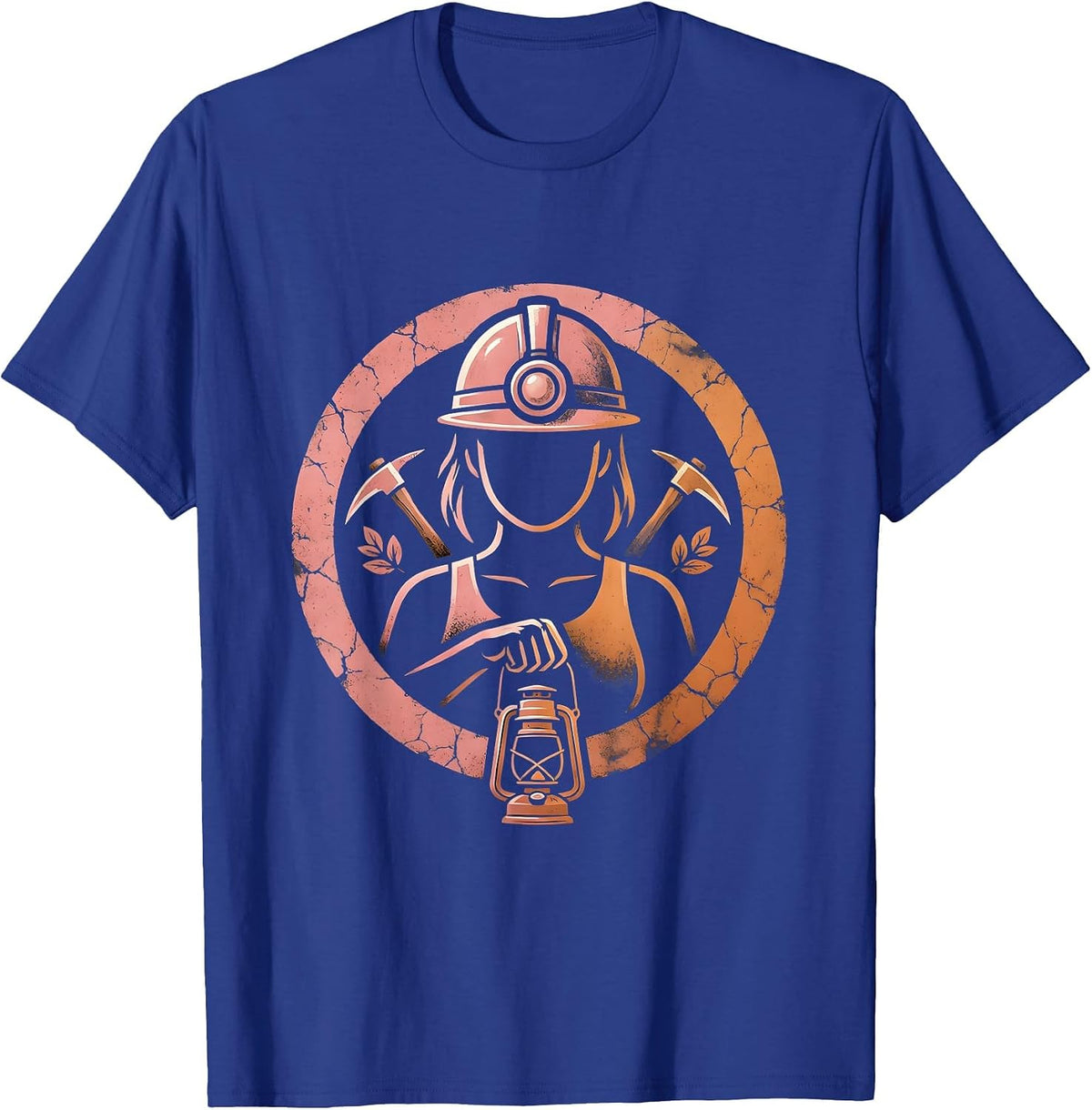 Labor Day Miner Helmet Lantern Underground Art T-Shirt - Royal Blue