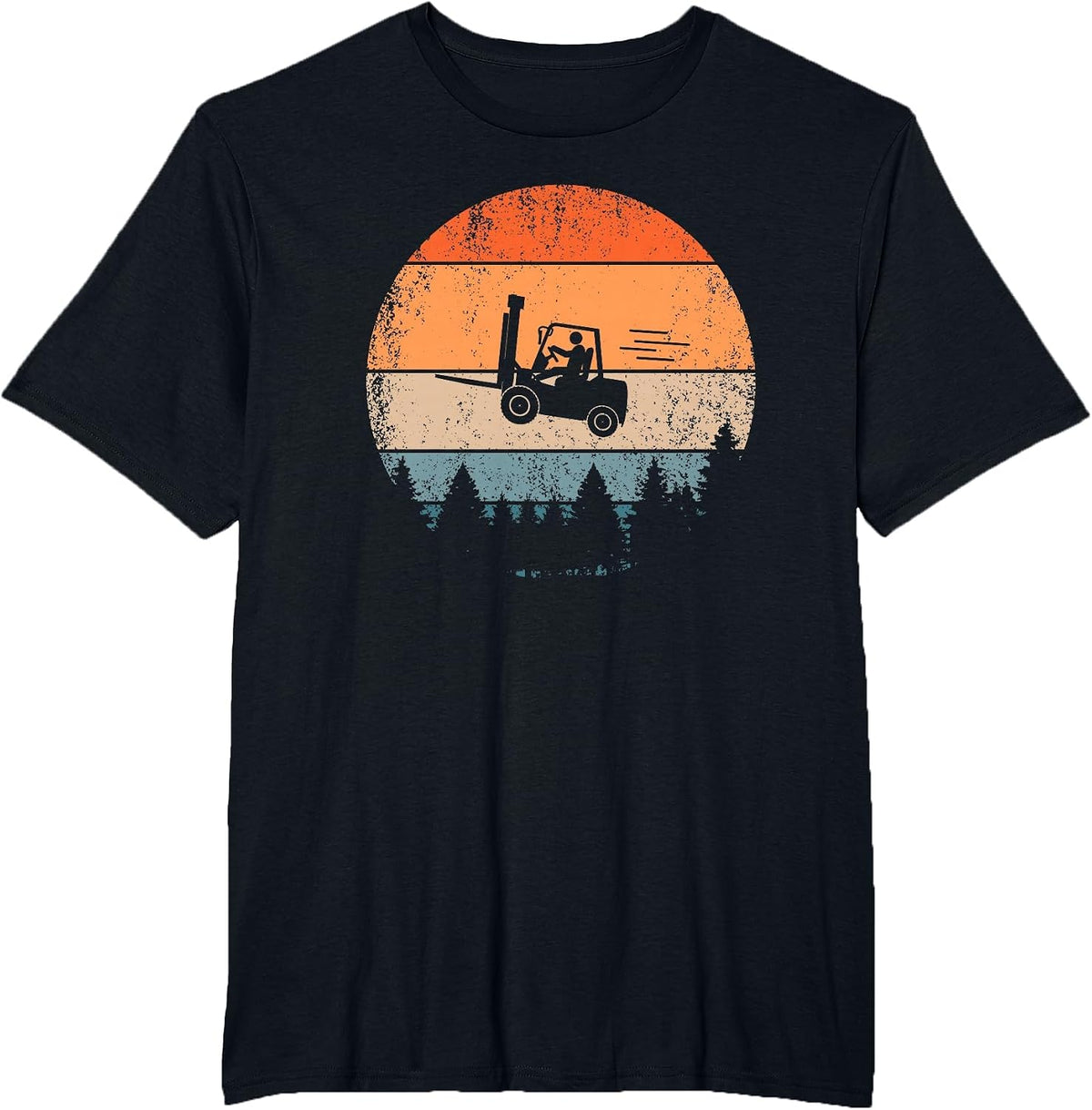 Forklift Driver | Flying Forklifter | Retro Fork-Lift Truck T-Shirt - Black