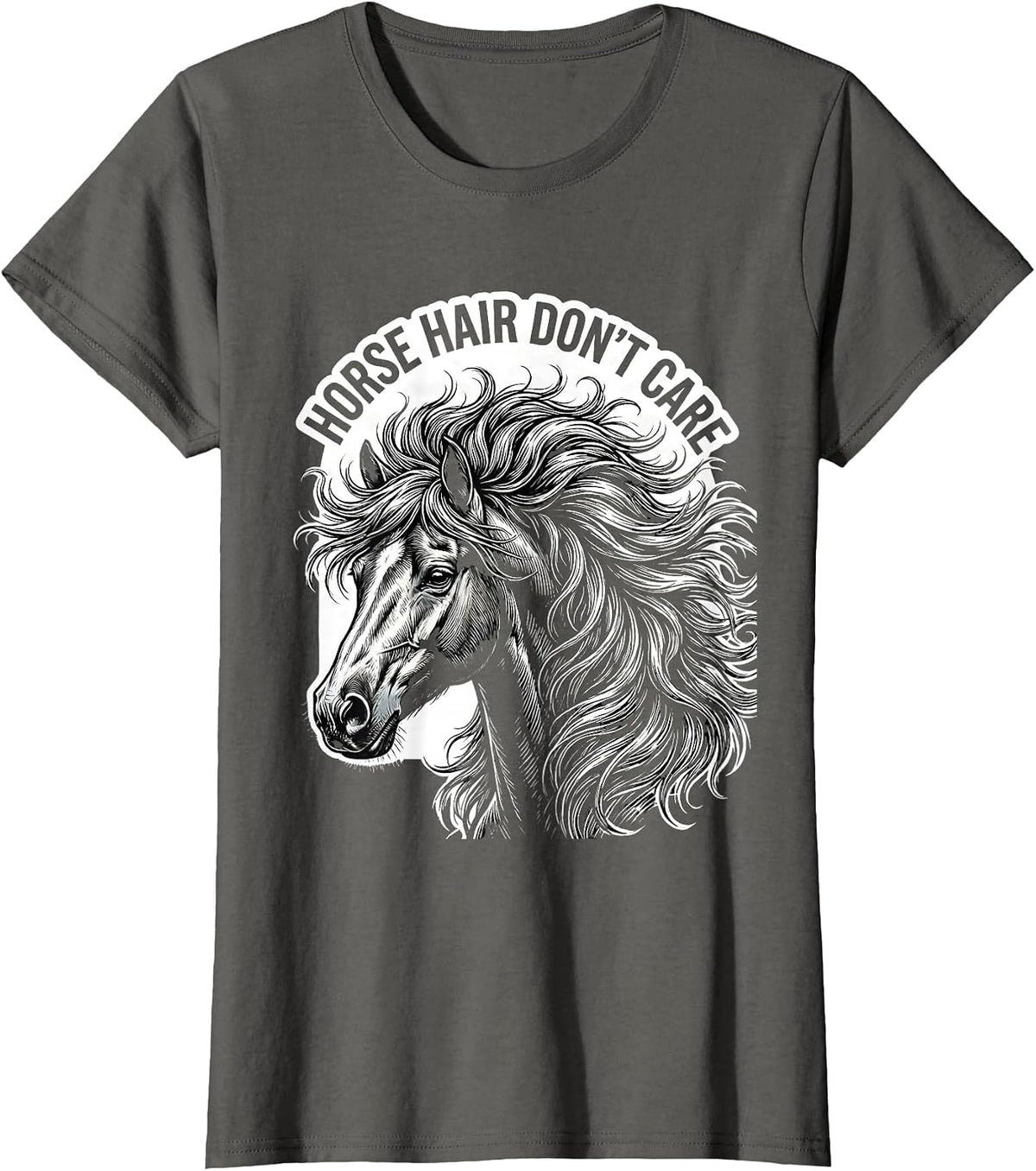 Women's Horse Hair Don't Care Funny Equestrian Design T-Shirt - Asphalt Grey