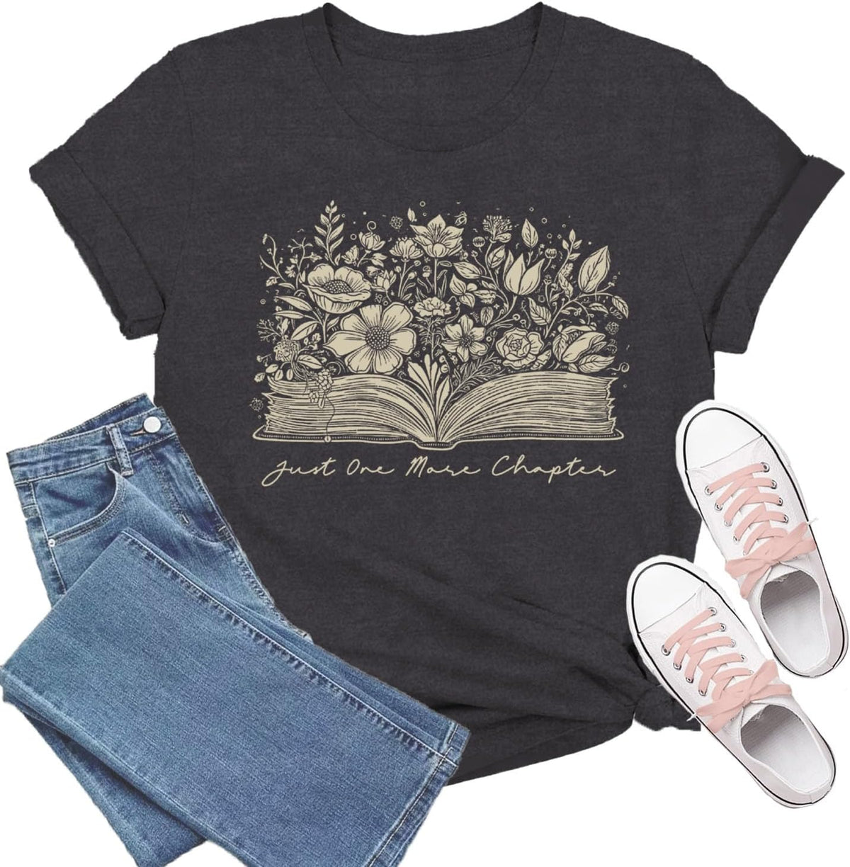 Book Shirts for Women Book Lover T-Shirt Reading Tee Teacher Tops - Grey