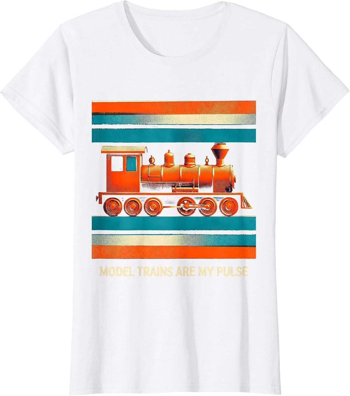 Model Trains Are My Pulse Risograph Hobbyist Enthusiast T-Shirt - White