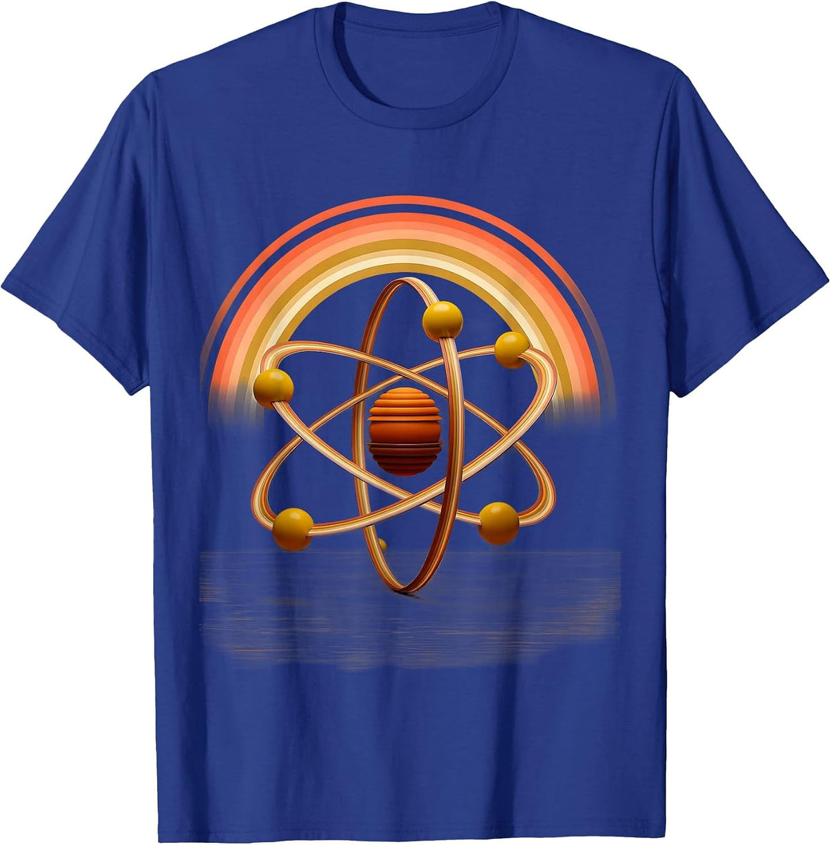 Science Teacher Atom Model Desk Illustration T-Shirt - Royal Blue