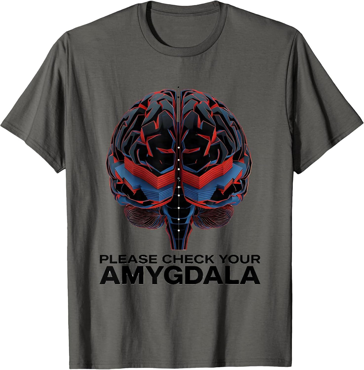 Please Check Your Amygdala Bauhaus Modernist Science Humor T-Shirt - Asphalt Grey