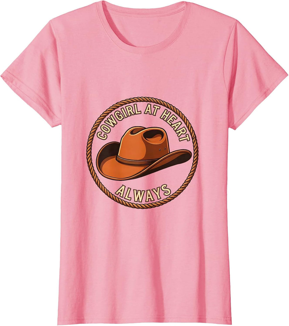 Women's Cowgirl At Heart Always Western Design T-Shirt - Pink