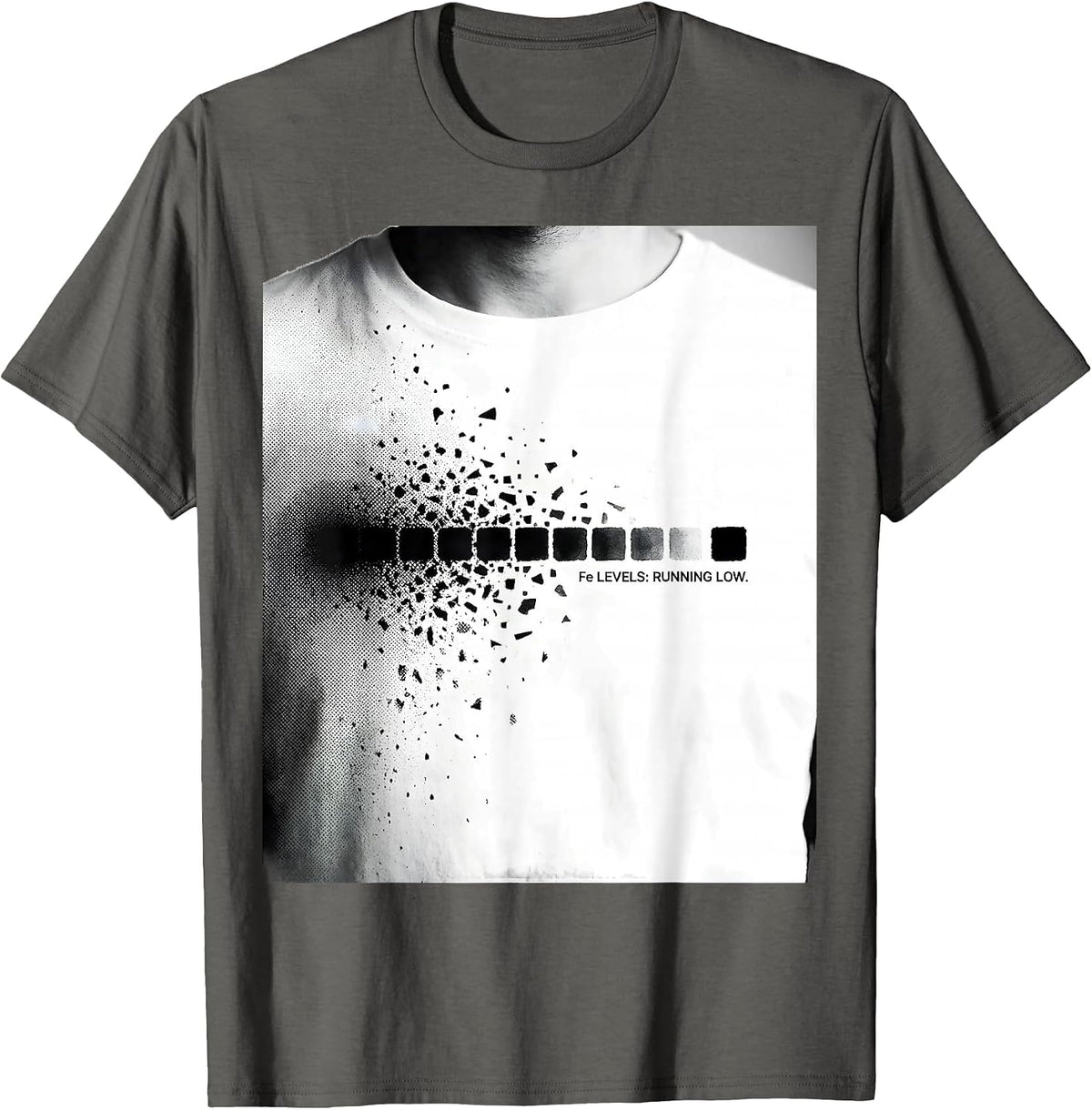 Fe Levels Running Low Science Humor Iron Wordplay T-Shirt - Asphalt Grey