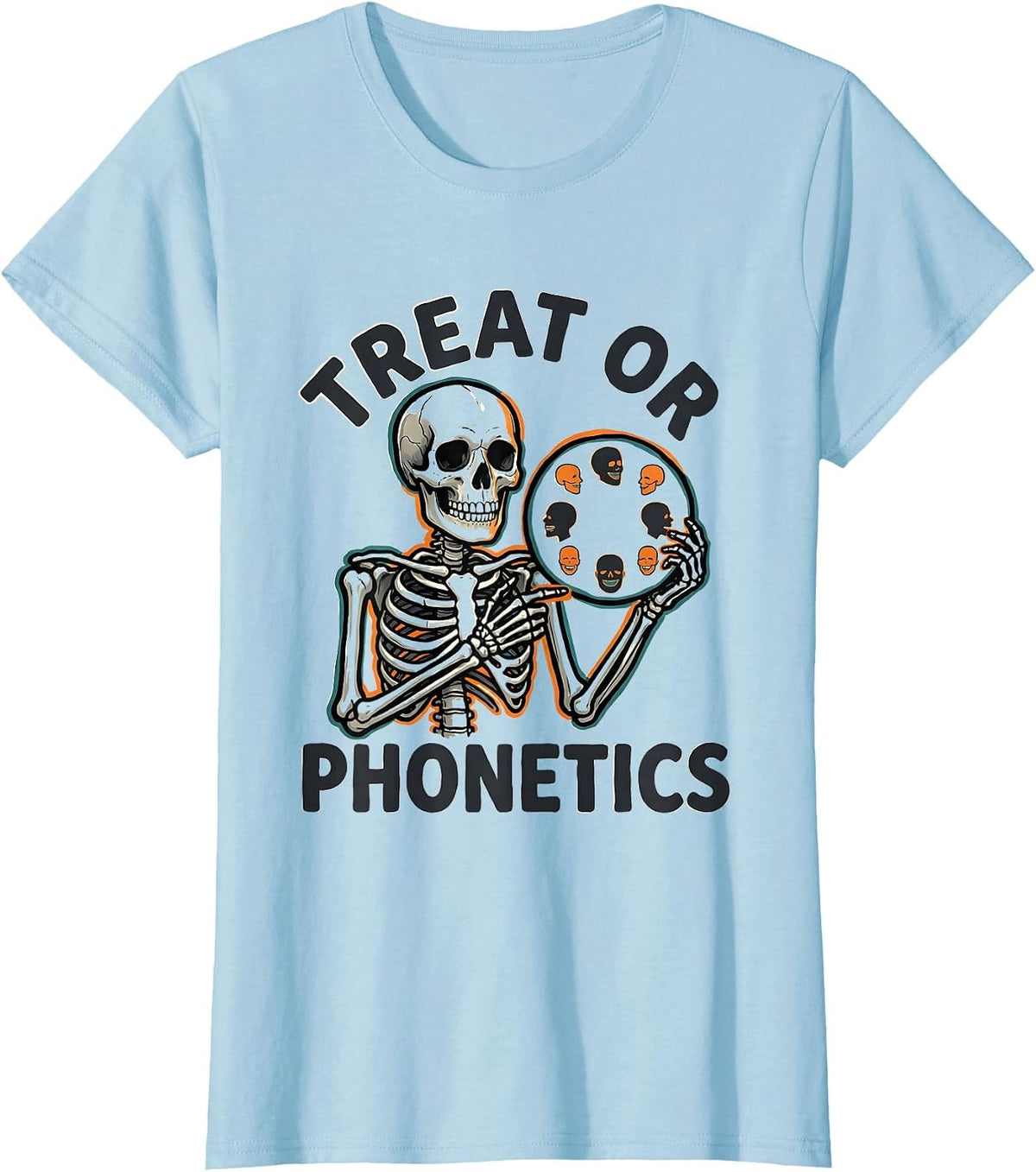 Treat Or Phonetics Funny Halloween Speech Therapy SLP T-Shirt - Baby Blue