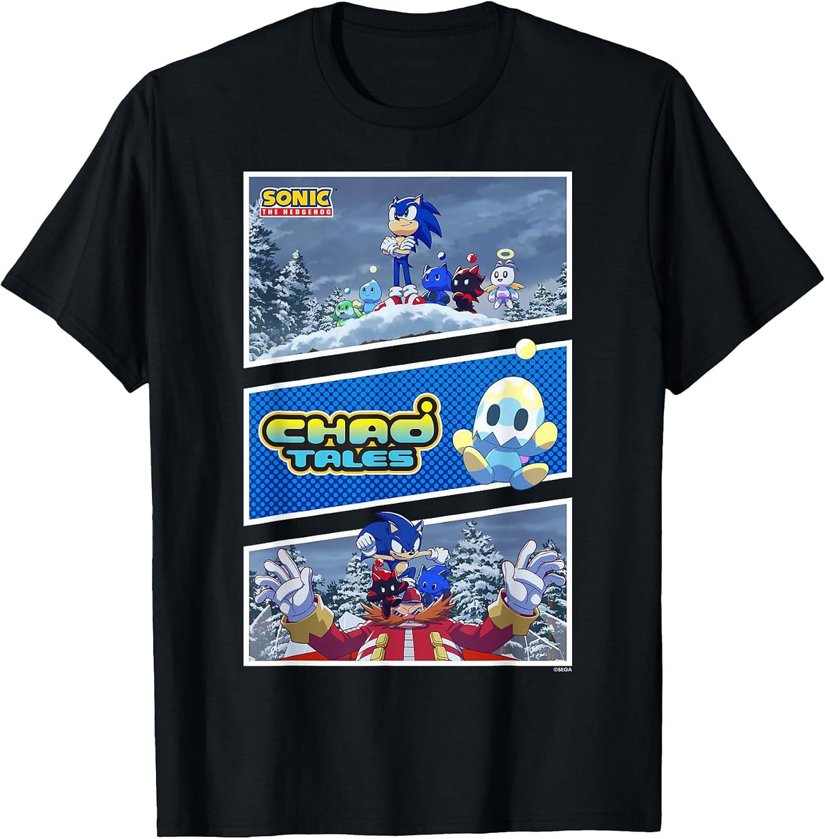 Sonic the Hedgehog - Chao Tales Sonic vs. Dr. Eggman T-Shirt - Black