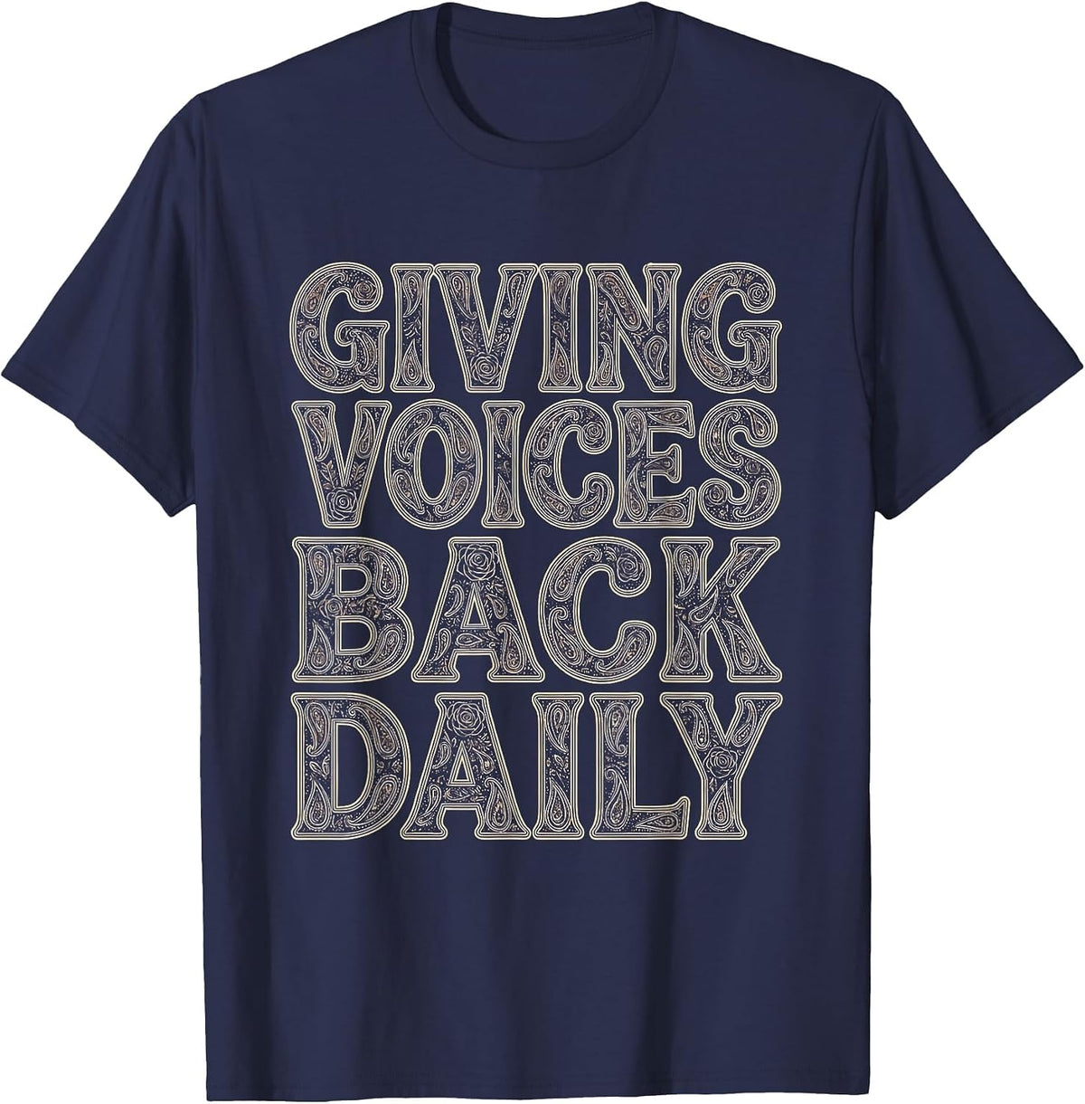 Men's Giving Voices Back Daily Speech Therapy Design T-Shirt - Navy Blue