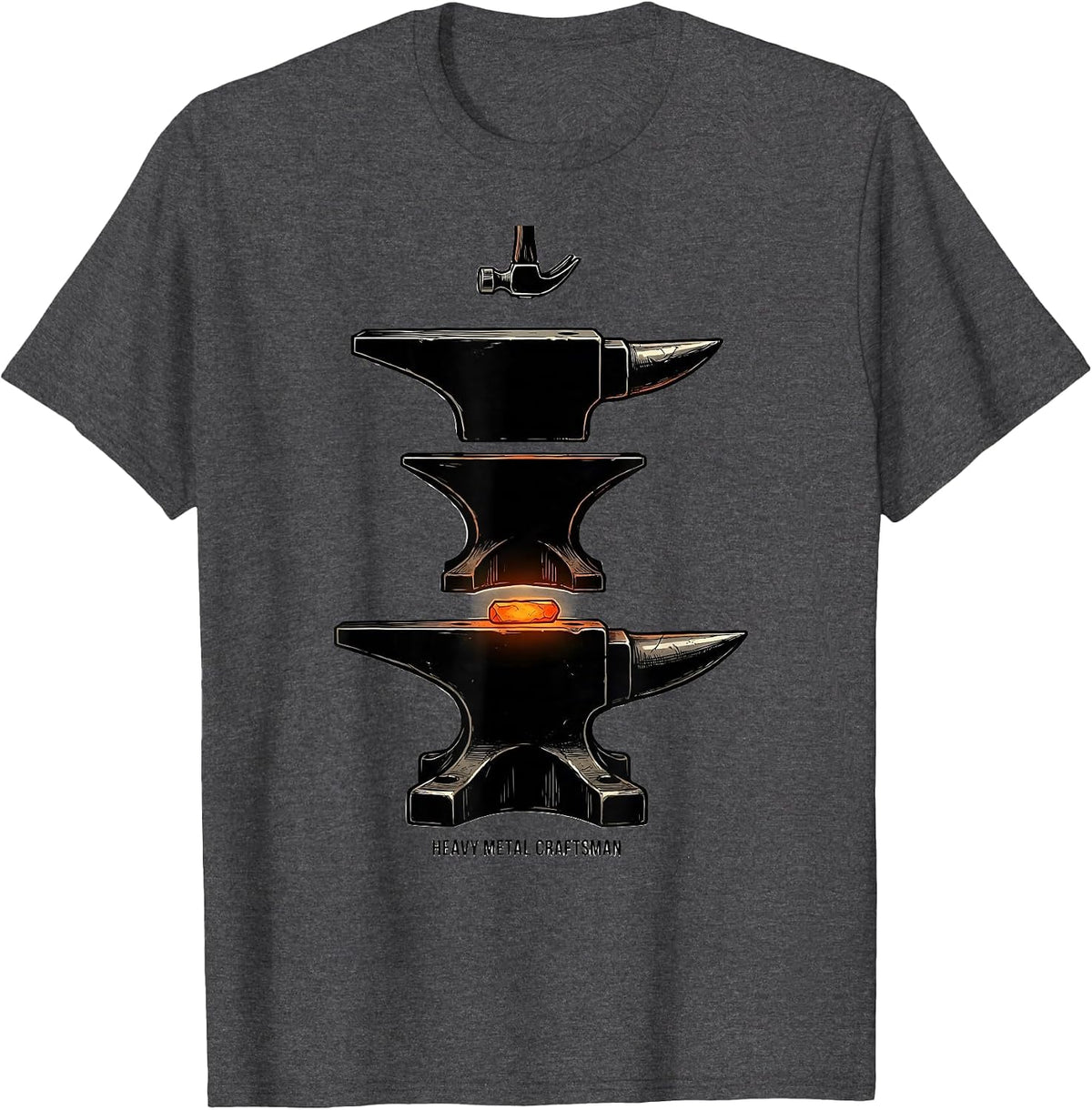 Heavy Metal Craftsman Exploded Anvil Forging Humor T-Shirt - Dark Heather Grey