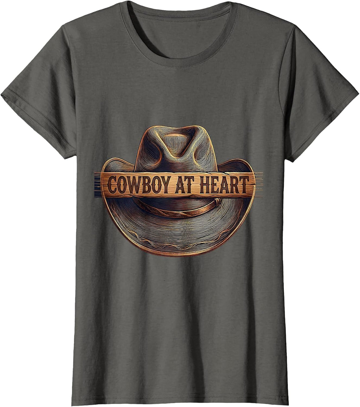 Women's Cowboy At Heart Western Spirit Design T-Shirt - Asphalt Grey