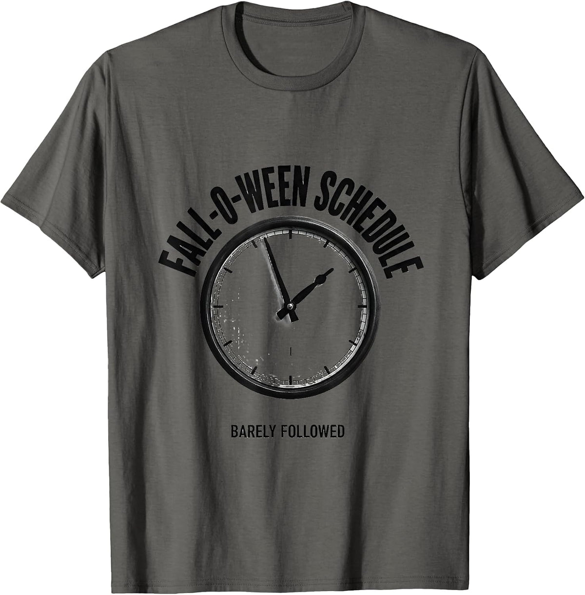 Fall-O-Ween Schedule, Barely Followed Funny Teacher T-Shirt - Asphalt Grey